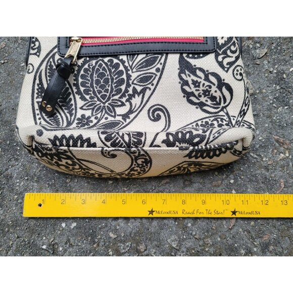 Spartina 449 Crossbody Hipster Purse Linen & Leather Black Cream Paisley Nice! - Picture 5 of 9